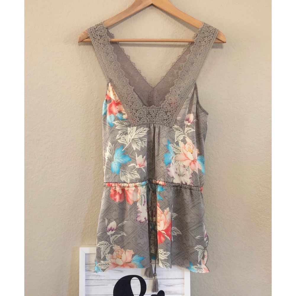 Anthro Eloise Floral Silk Tank